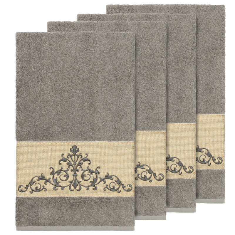 Scarlet Turkish Cotton Midweight Bath Towel, Dark Gray, Bath Towel - 4 Pieces