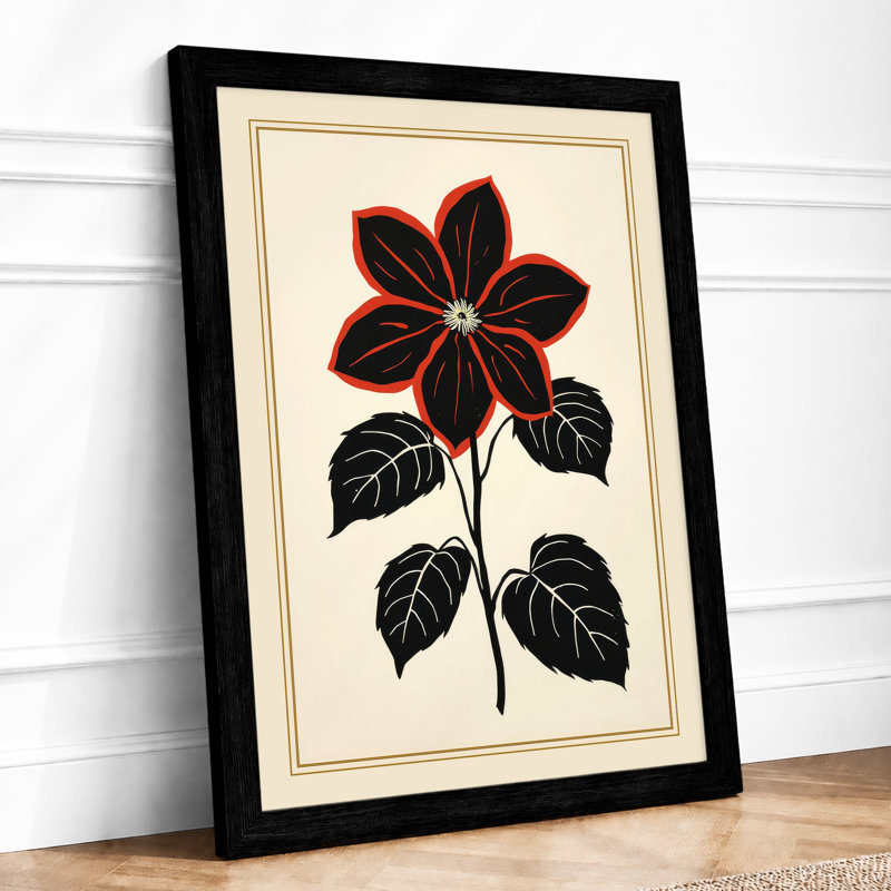 Crimson Bloom Botanical - Print, A1 - 84.1 x 59.4 cm, Black