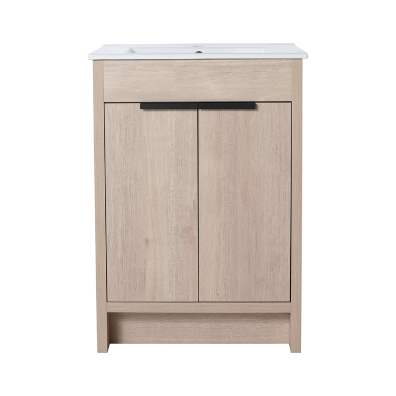 Kimolo 24'' Free Standing Single Bathroom Vanity with Ceramic Top Bathroom Vanity, Bathroom Storage Cabinet