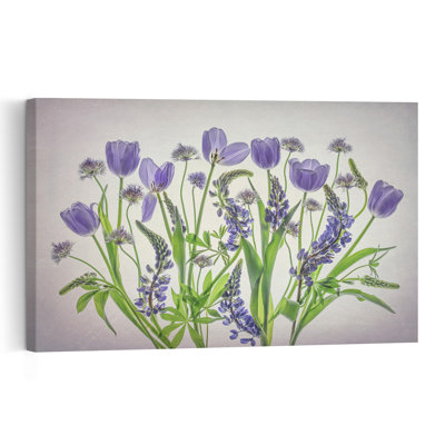 Soft Purple Blooms Delicate Dreamy Serene Lavender Violet Flower Nature Wall Art Print 1 Piece Wrapped Canvas Wall Art