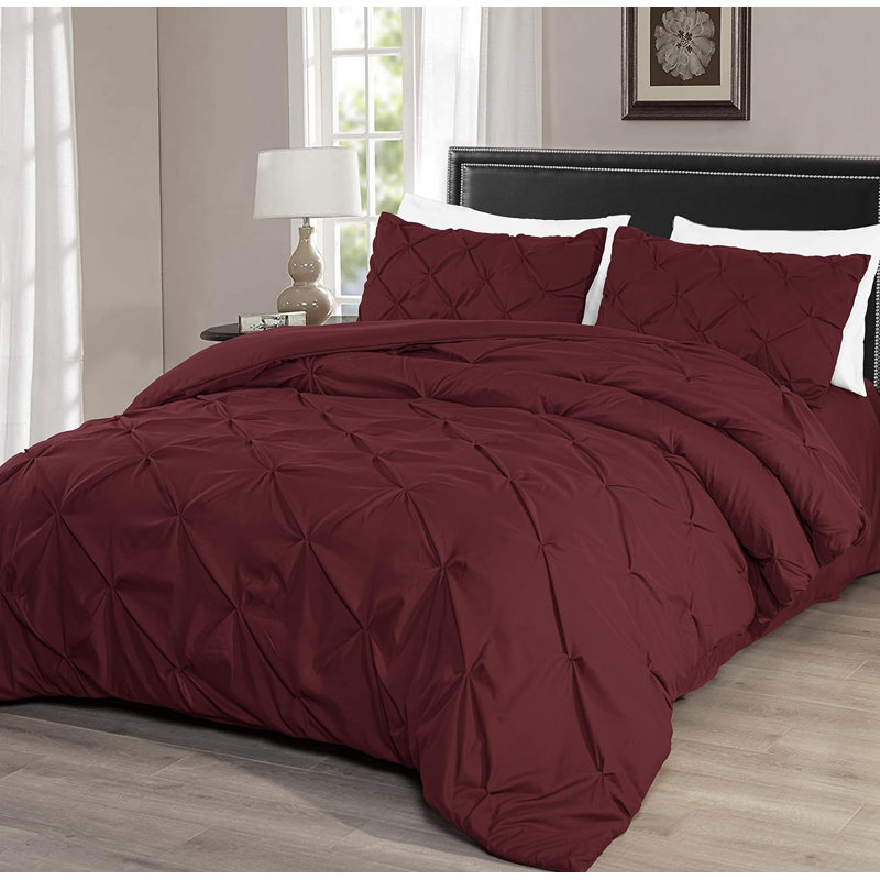 Berlin Pintuck Microfiber 3-Piece Comforter Set, Twin Comforter + 1 Standard Sham, Burgundy