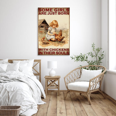 «Girls Just Born With Chickens» sur impression sur toile
