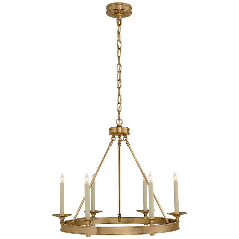 Chapman & Myers Launceton Ring Chandelier, Antique-Burnished Brass, 22" H x 27" W x 27" D