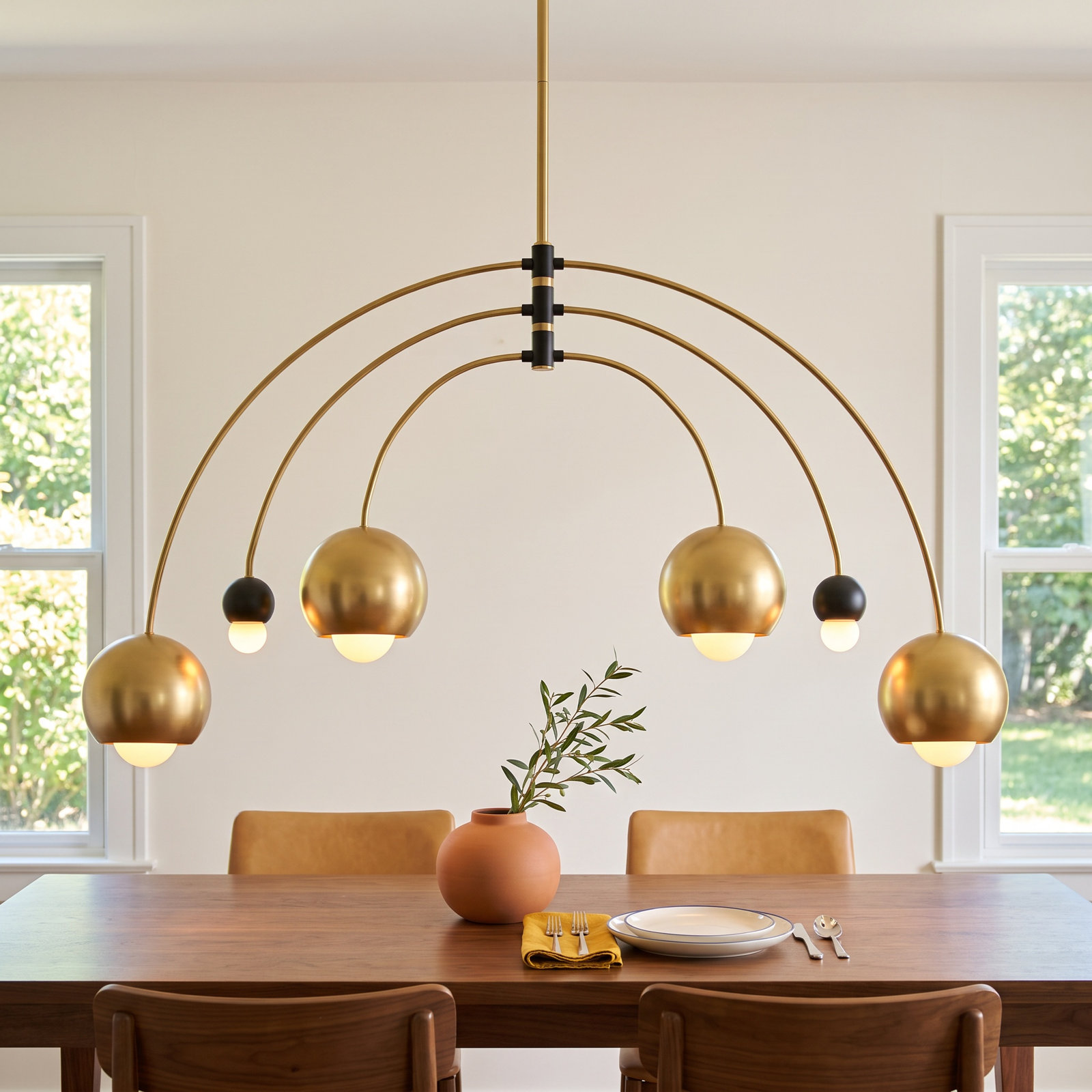 Mason Chandelier, Aged Brass, 6