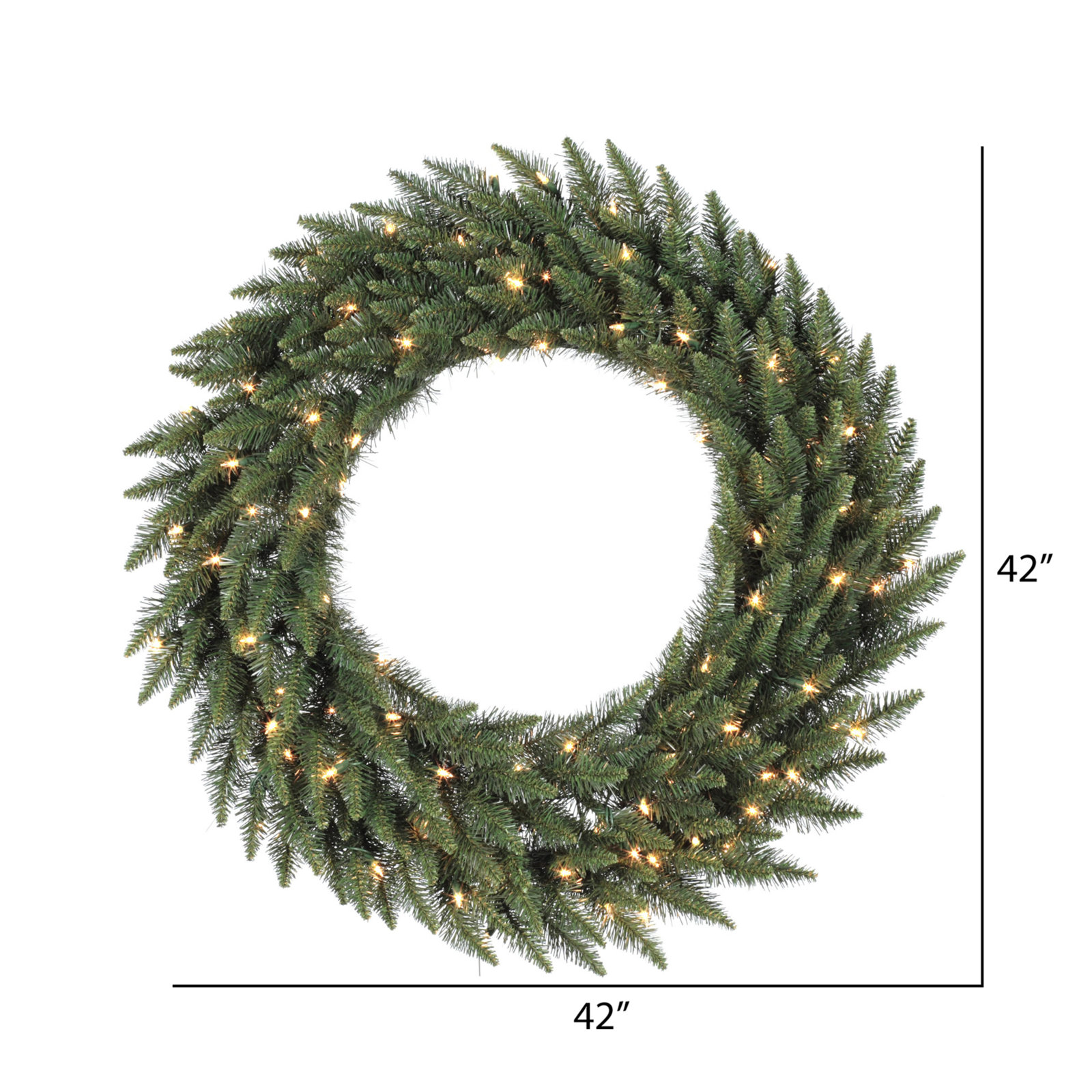 Peabody Artificial Fir Wreath, 42" H x 42" W x 3" D,  Warm Clear