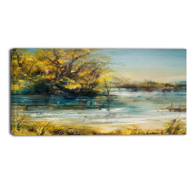 «Trees by the Lake Landscape», reproduction sur toile tendue, H 16 po x l 32 po