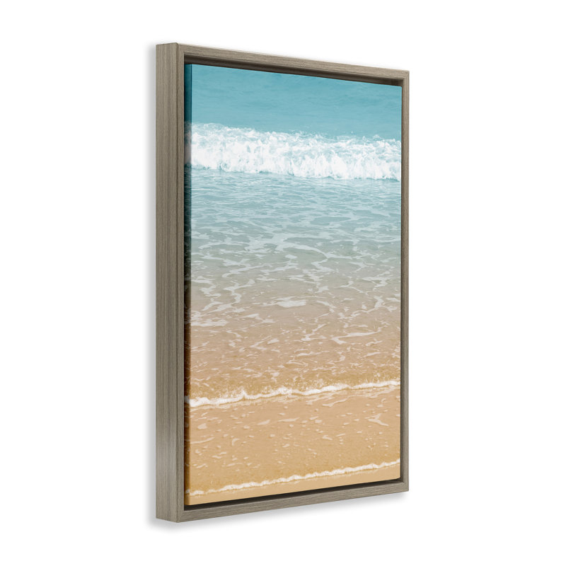 Toile flottante encadrée Clear Waters Shore par Nataly White, H 25 po x l 17 po, Cadre flottant orme Montalcino