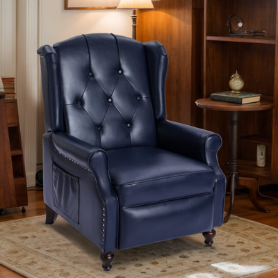 Vintage Pu Leather Recliner Chair With Heated Massage & Wingback Design