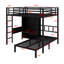 Lit superposé en métal avec bureau pliant, garde-robe à DEL