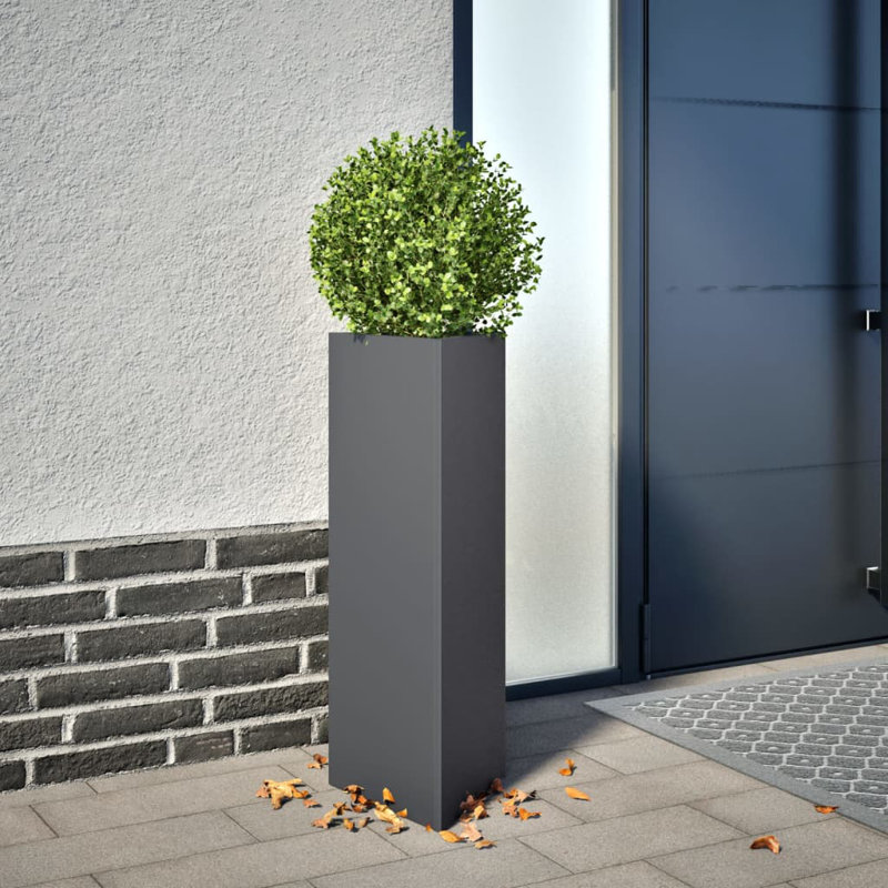  Ensemble de 2 jardinières de jardin en acier anthracite, H 29,5 po x l 11,8 po x P 10,2 po, Anthracite, 2
