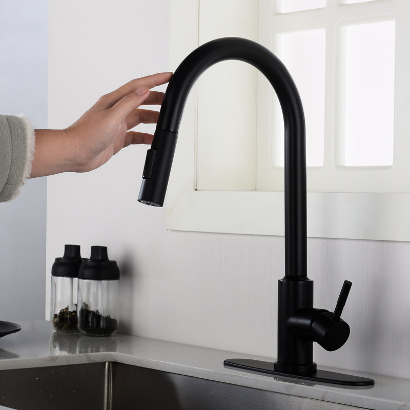 Matte Black Stainless Steel Touch Kitchen Faucet Pull Down . 360-Degree Rotatable Spray Head For Intense Sink Cleaning. Corrosion Resistance And Rust Proofing. Simple Handle To Manage Water
