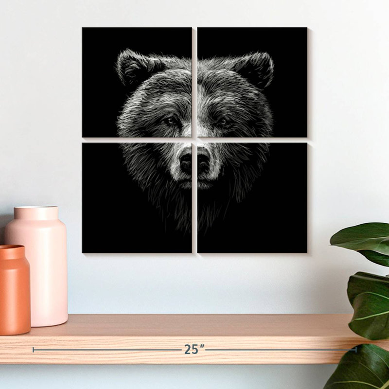 Visage d'un grizzly, H 18 po x l 18 po
