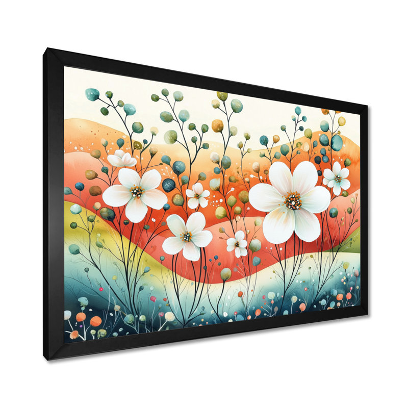 Désert, fleur de pommier, champ I, Noir, noir, noir, noir, H 12 po x l 20 po, Picture Framed