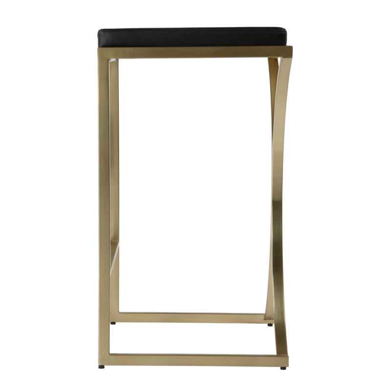Natalya 24" Bar Stool, Black, Bar Stool (31” Seat Height), Gold
