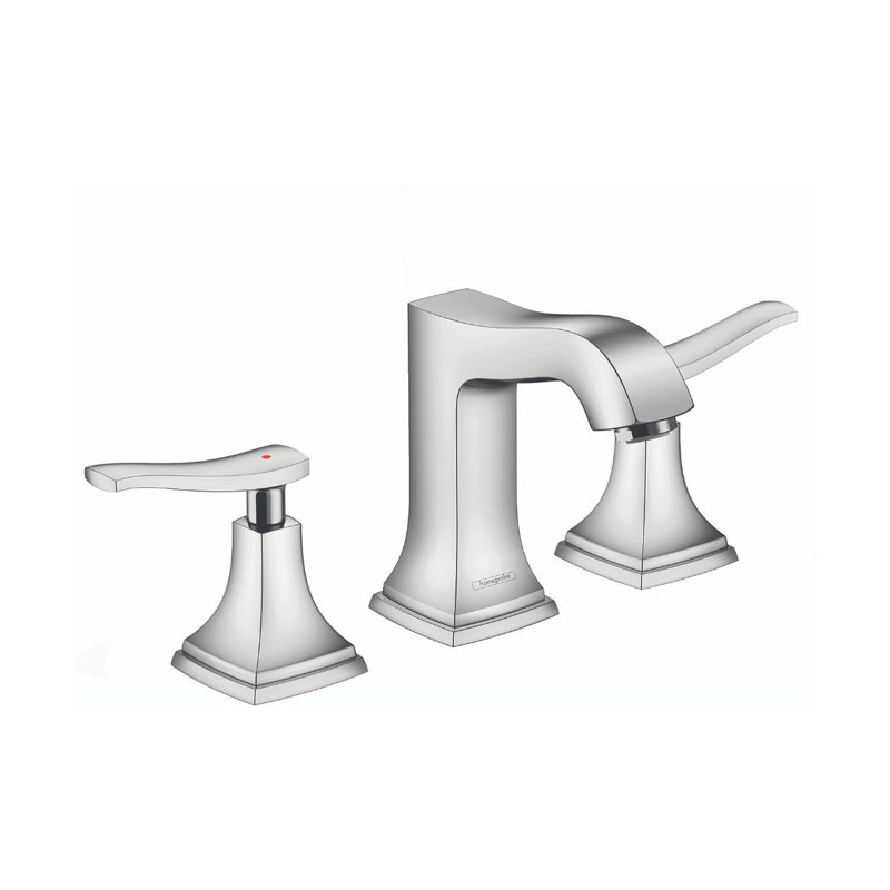 Metropol Classic Widespread Bathroom Faucet with Drain Assembly, Chrome, Lever Handle