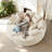 Boneless Modular Oversized Convertible Round Corduroy Sofa Bed with 10 Pillows-1937113369