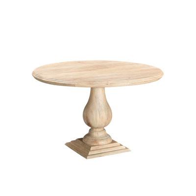 48" Natural Solid Wood Pedestal Base Round Top Dining Table