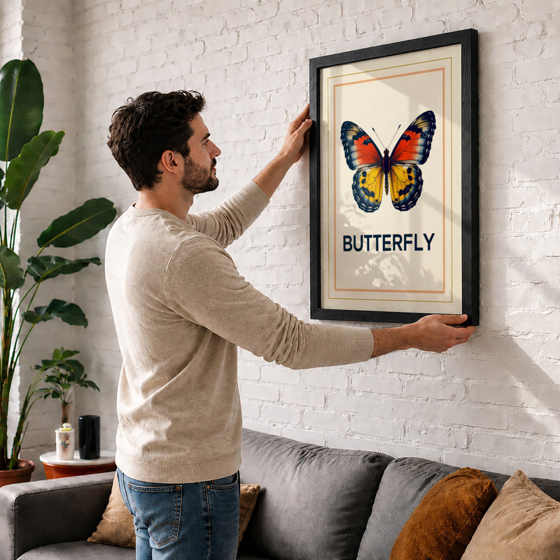 Specimen Butterfly Vintage - Print, A1 - 84.1 x 59.4 cm, Black