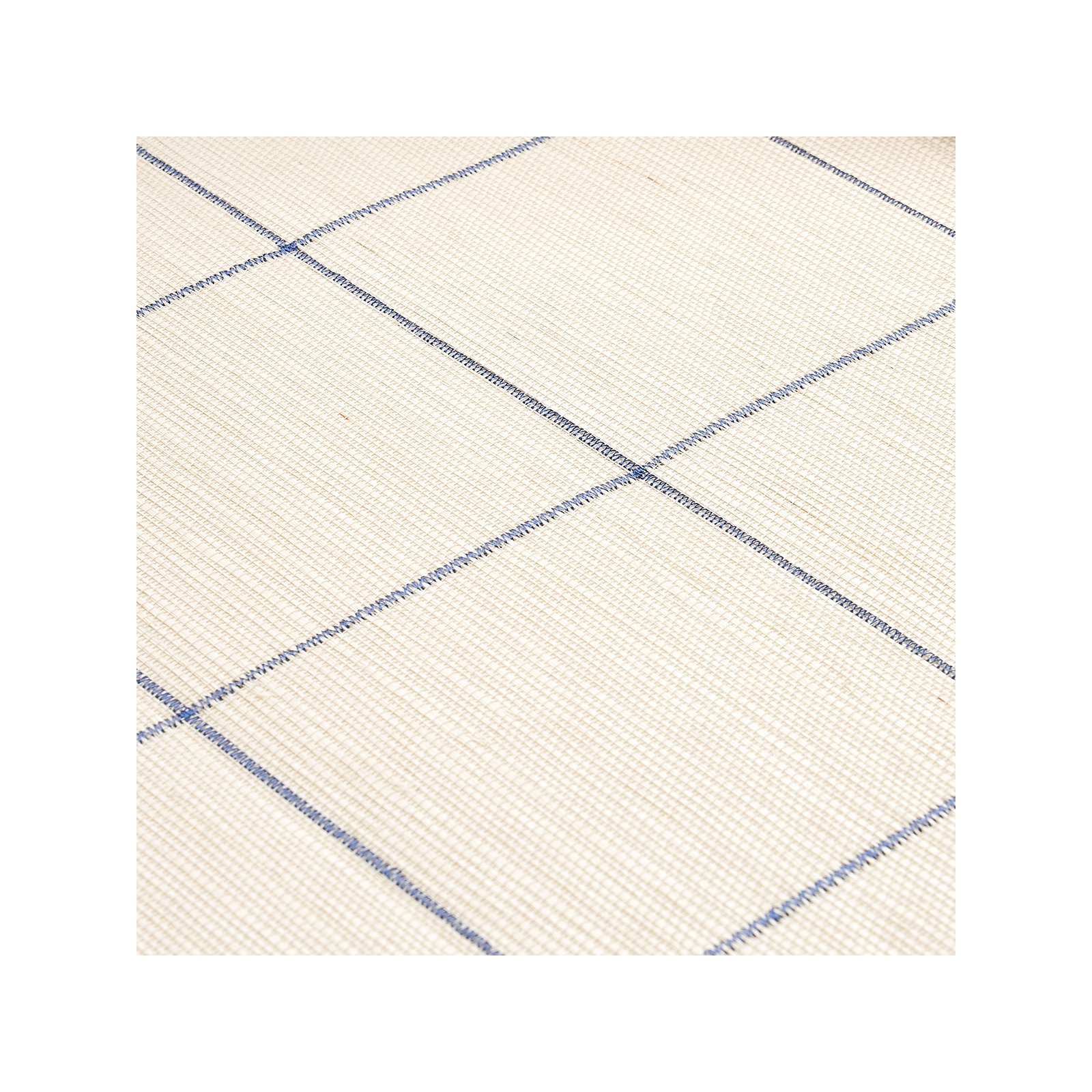 Windowpane Embroidered Sisal Wallpaper, Navy