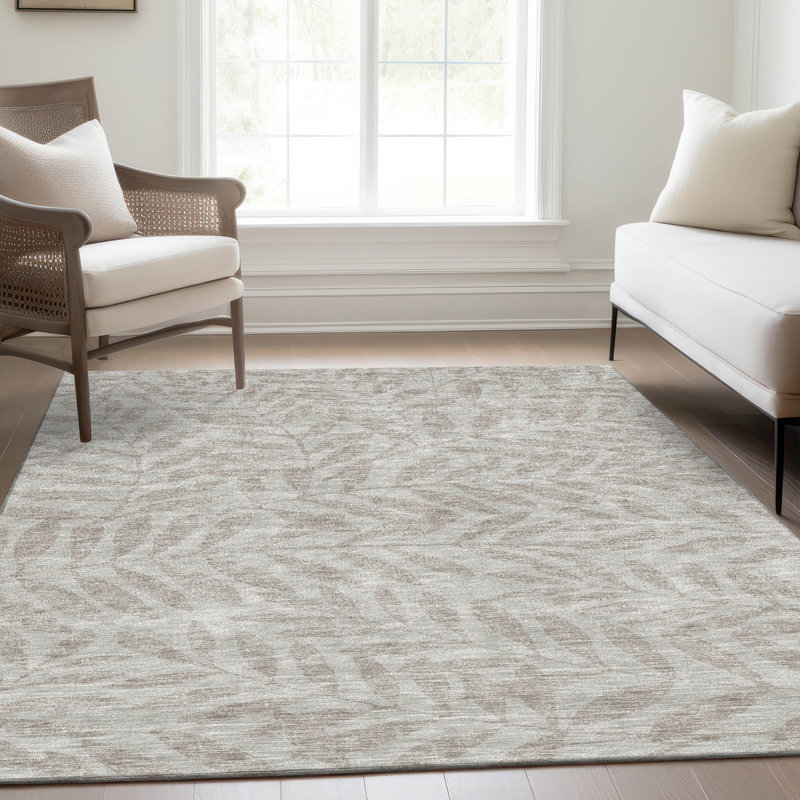 Premium Machine Washable Prisco Taupe Rug, Rectangle 10' x 14'