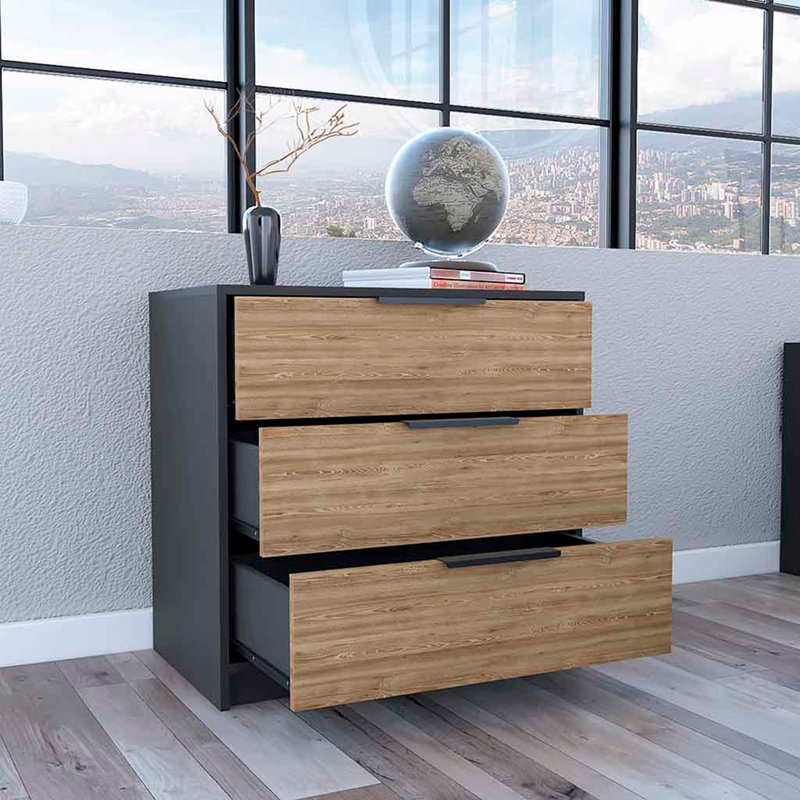 Anayelly 27.6'' W 3 - Drawer Dresser, Black/Brown