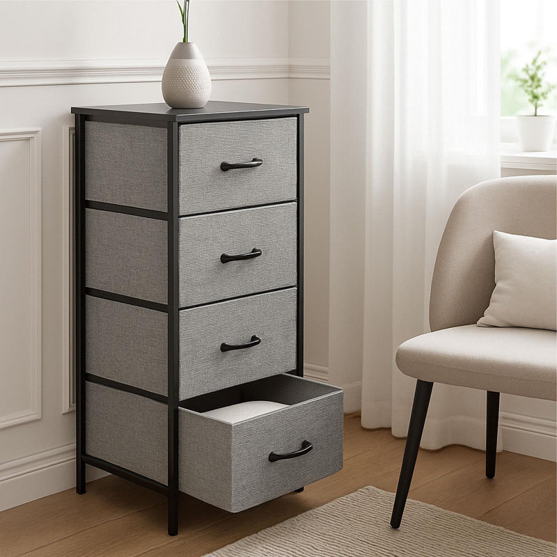 Metal 40cm W Chest of Drawers, Black/Grey