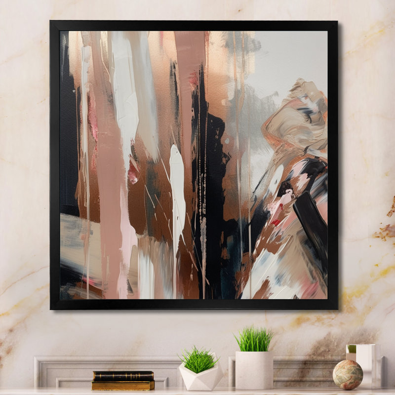 «Brown and Black Beyond Boundaries I», art abstrait encadré, Cadre photo noir, L 30 po x H 30 po