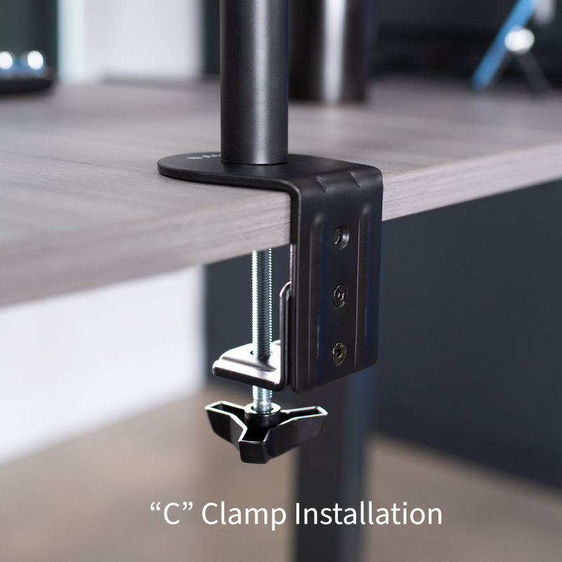 Black Adjustable Ultrawide Monitor Desk Mount with C-Clamp