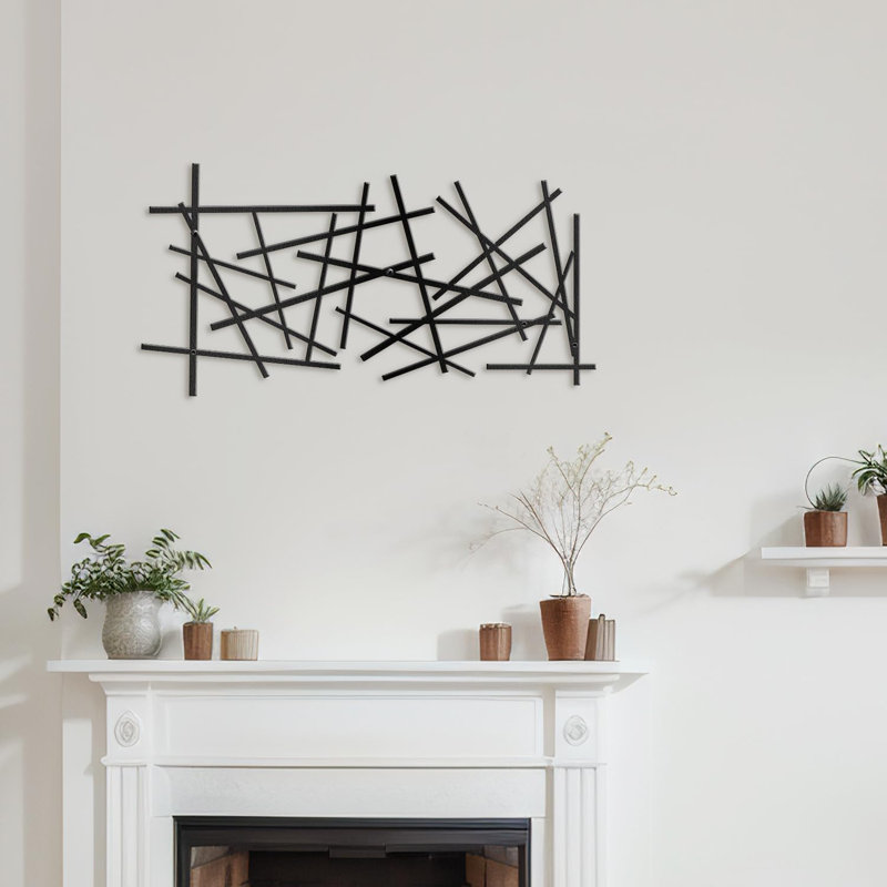Wall Decor Metal, Black, 9" H x 18" W x 0.05" D