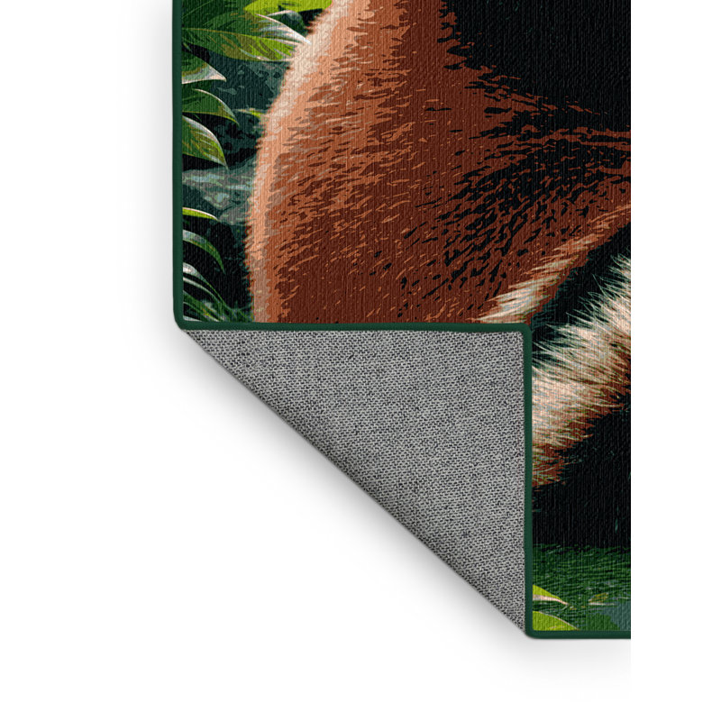  Tapis lavable rouge Panda, Rond 5 pi