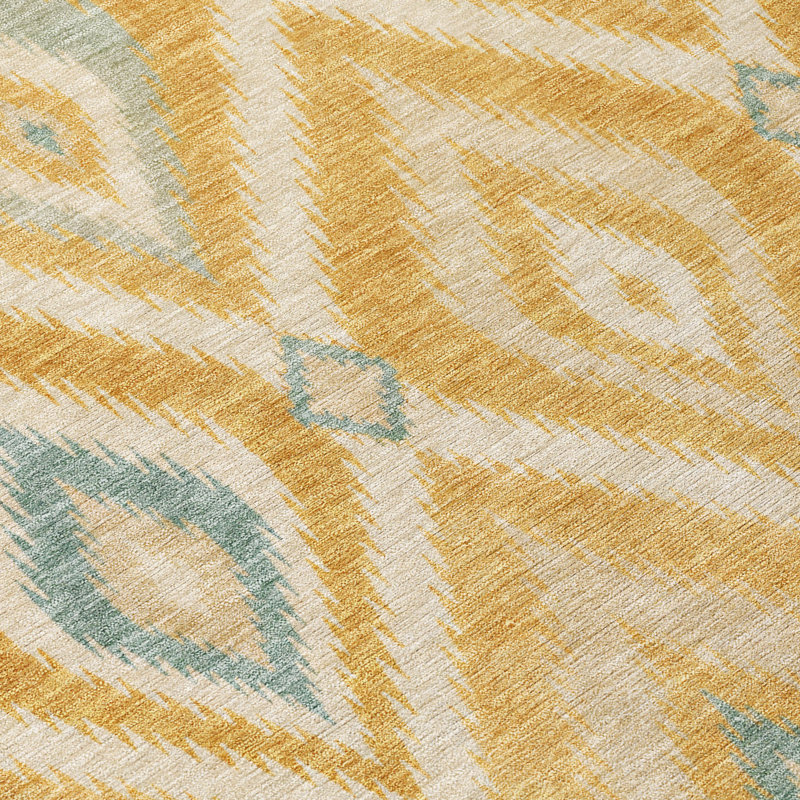 Tapis Chantille ACN3072 Ikat lavable à la machine pour intérieur/extérieur, Doré, 2 pi 6 po x 3 pi 10 po