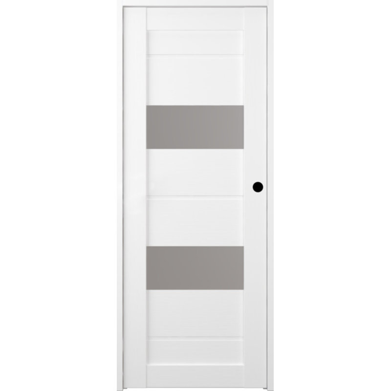 Porte standard préfabriquée en bois manufacturé et en verre Vita DIY-FRIENDLY, 29,75 po x 95,24 po, Blanc, Gauche