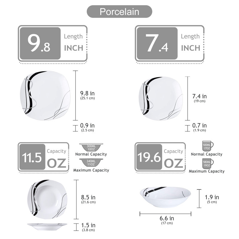 Fiona Piece Ceramic Dinnerware Set - Service for 6