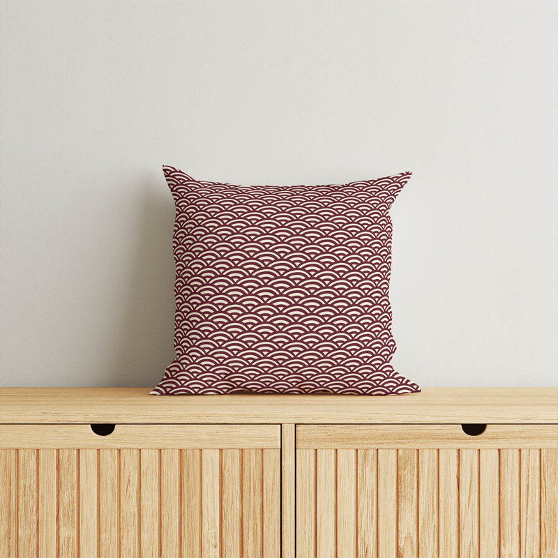 Coussin décoratif Seigaiha Wave, Rouge vin