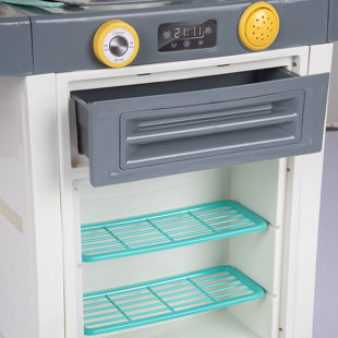 Dolu: Ensemble de cuisine - vert-jaune-gris - centre de cuisson pour jouets 20 pièces, effets sonores, jeu de cuisinières, accessoires de cuisine, plats et accessoires pour enfants, enfants de 3 ans et plus