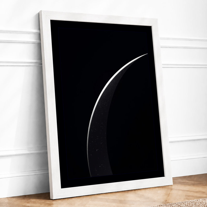 Curved Line Minimalist - Framed Print, A2 - 59.4 x 42.0 cm, White