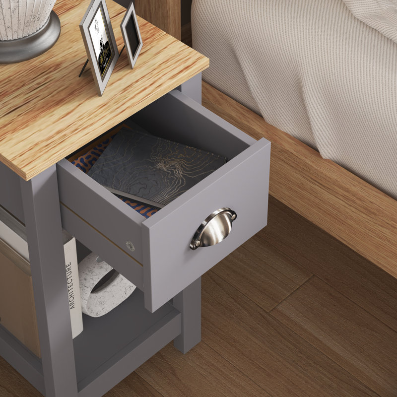 Lillie Aabas Bedside Table, Grey