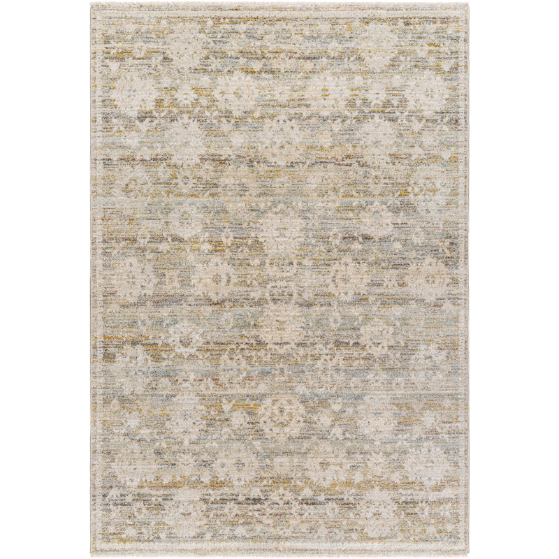 Tapis floral en polypropylène tissé à la machine brun / crème, Rectangle 9 pi x 12 pi 7 po