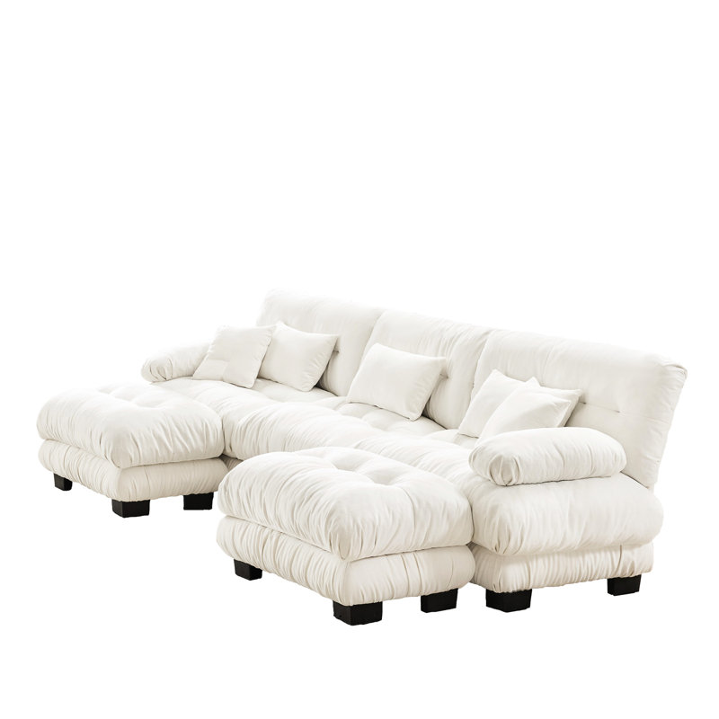 Ensemble de canapé en forme de U Chenille - nuage surdimensionné pour le salon avec 2 repose-pieds, canapé élégant