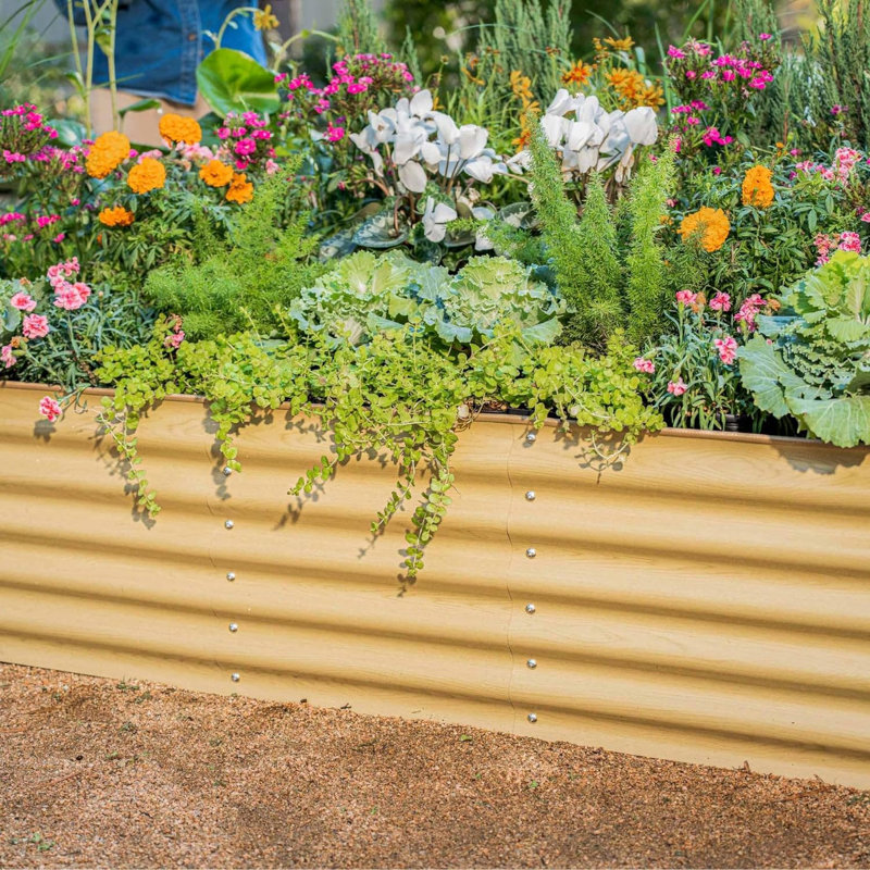 Sunlit Oak 17" Tall Modular Metal Outdoor Raised Garden Bed