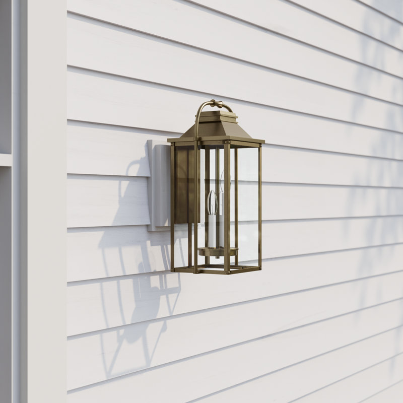 Newson Aluminium Wall Light, 18.25" H x 8.75" W x 7.5" D, Painted Distressed Brass