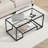 Coffee Table, 2 Tiers Rectangle Glass Center Desk with Open Storage, Modern Tempered Glass Coffee Table, Minimalist Sturdy Metal Frame Accent End Desk for Living Room, Office, Easy Assembly-168187424-168187455