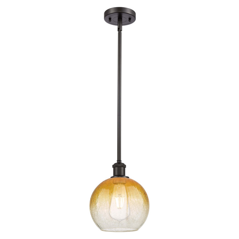 Mini luminaire suspendu à tige 1 lumière 8 po Ballston - Lamorteau, Bronze frotté à l'huile, Ambre