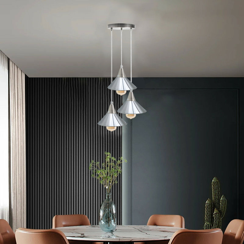 Rosenthal 3-Light Cluster Cone Pendant, Chrome