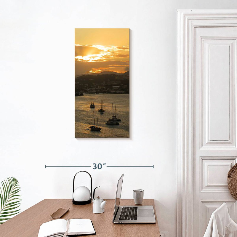 Ships In Saint Thomas, 30" H x 15" W