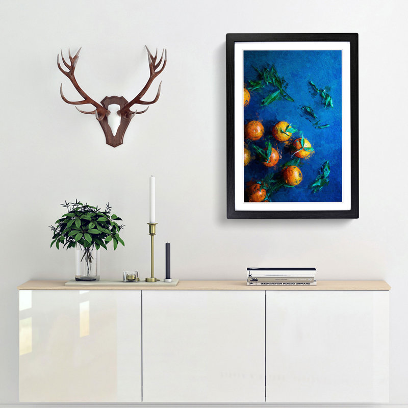 Fresh Oranges - Framed Print, 48cm H x 36cm W x 2cm D, Black Framed