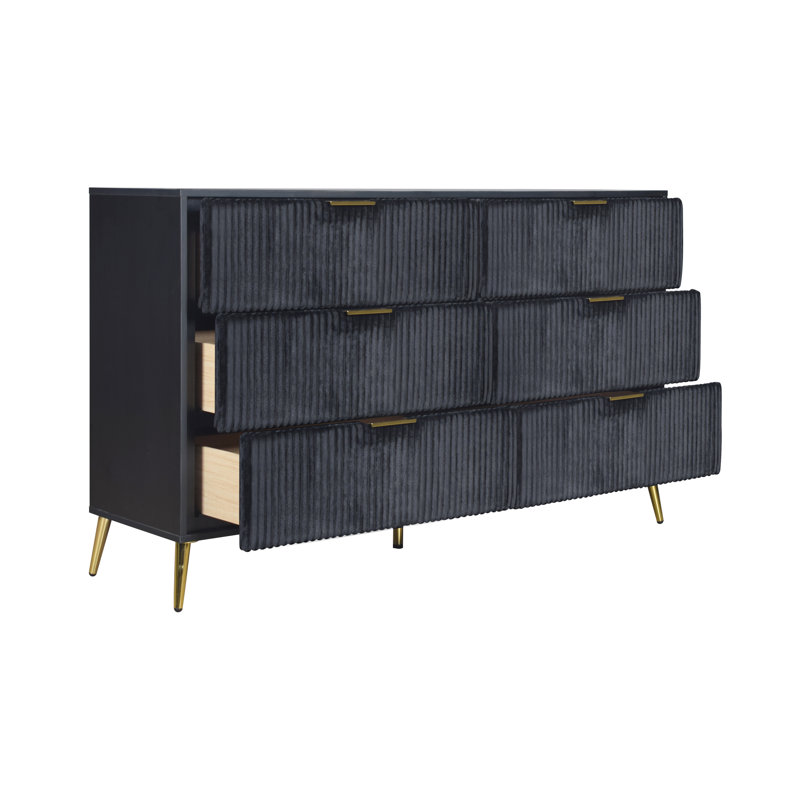 Ochlocknee 6-Drawer Dresser, Black