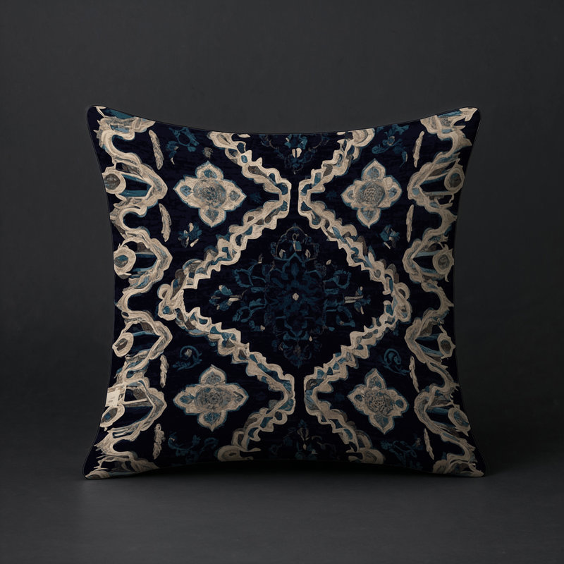 Coussin décoratif intérieur / extérieur gris Modern Modern, Gris / noir / géométrique beige 5, Carré 16 po