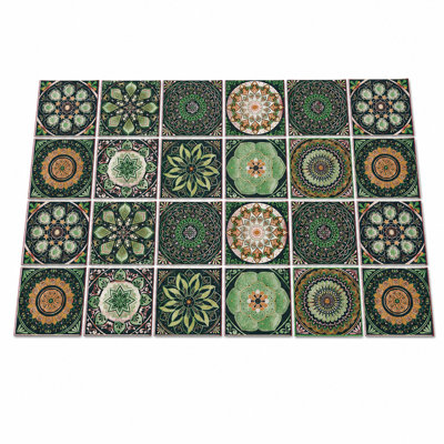 Carreau de dosseret pelez et collez, décalcomanies murales européennes en PVC Mandala de 3,94 po (48 pièces), décoration murale imperméable pour la cuisine et la salle de bain