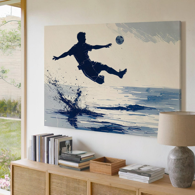 Art mural sur toile, soccer dynamique, bicyclette, coups de pied, sports, prêt à accrocher, galerie, décoration intérieure, conception moderne, qualité supérieure